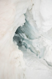 Descent from the Bishorn summit, crevasse Descent from the Bishorn summit, crevasse